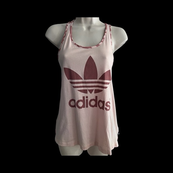 adidas Tops - Adidas Originals Blush Pink Knit Tank Top Trefoil Logo Sz.XS Barbiecore Athletic